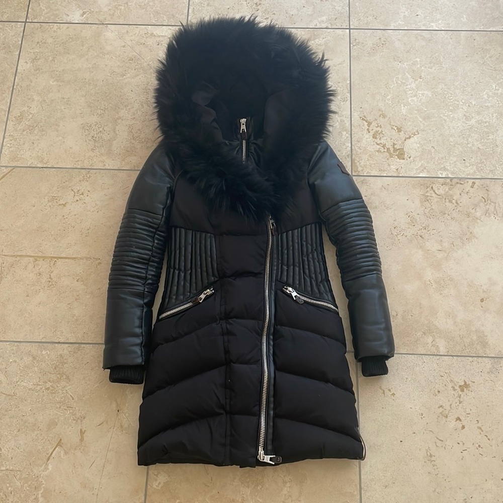 Nicole Benisti Leather-trim Down Jacket Black Size XS